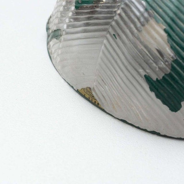 French Vintage Green Glass Ceiling Lamp, 1940 For Sale - Image 12 of 14