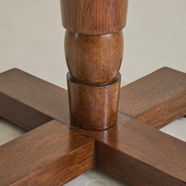 Wood French Round Wood Pedestal Accent Table, 1950s For Sale - Image 7 of 11