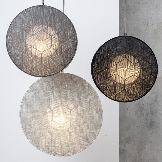 2020s Hush by Oggetti Galvanized Iron Pendant Light, White, Small For Sale - Image 5 of 5