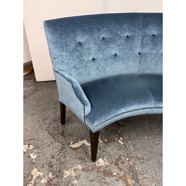 Textile Bespoke Curved Velvet Banquette For Sale - Image 7 of 12