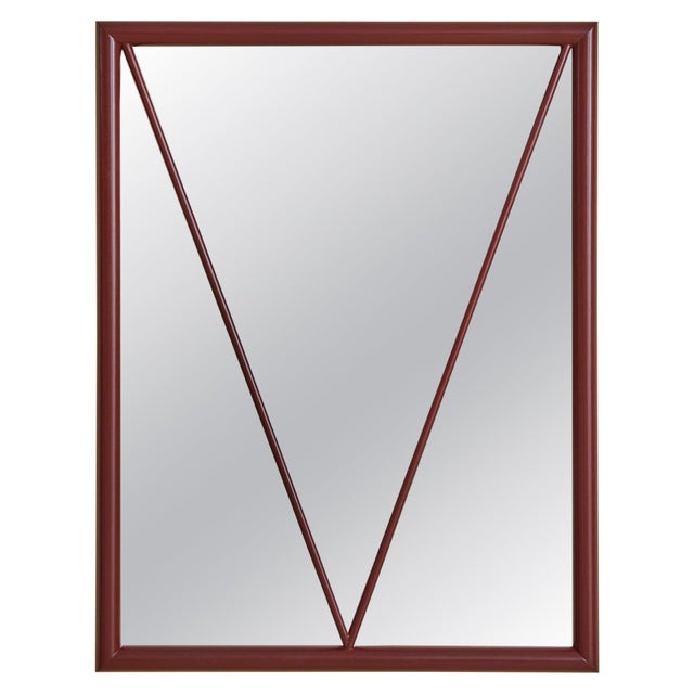 Italian Red Lacquered Wall Mirror, 1970s For Sale - Image 9 of 9