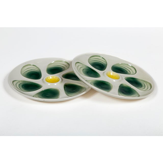 Ceramic Pair Vintage Oyster Plates by Salins, France For Sale - Image 7 of 9