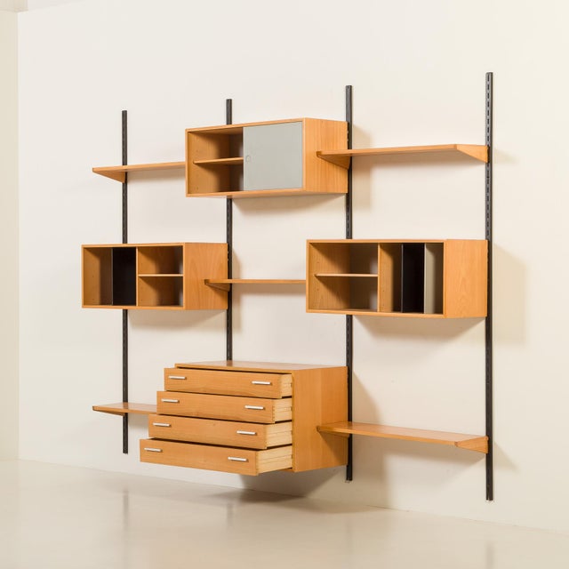 Wood Three Bay Wall Unit in Beech from FM Møbler, 1970s For Sale - Image 7 of 18