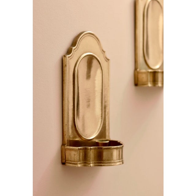 Metal Mid-Century Arts and Crafts Swedish Brass Sconces, Set of 2 For Sale - Image 7 of 10