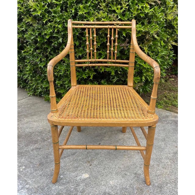 Great Set of 12 Paint Decorated 19th Century Faux Bamboo Armchairs For Sale In Richmond - Image 6 of 9