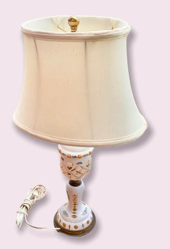 1920s Czechoslovakian Cut to Clear Cased Glass Table Lamp Table Lamps