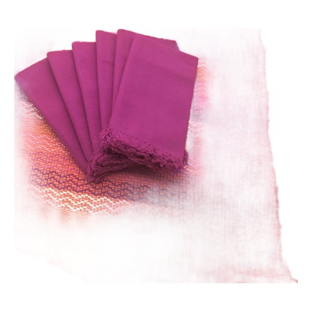 Woven Cotton Placemats and Napkins Made in Guatemala, Set of 6 For Sale