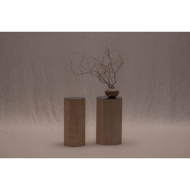 Vintage Italian Travertine Pedestals, 1970s, Set of 2 For Sale - Image 11 of 11