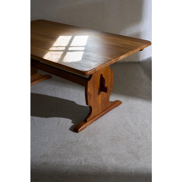 Scandinavian Modern Rustic Oak Dining Table, Denmark, 1970 For Sale - Image 6 of 9