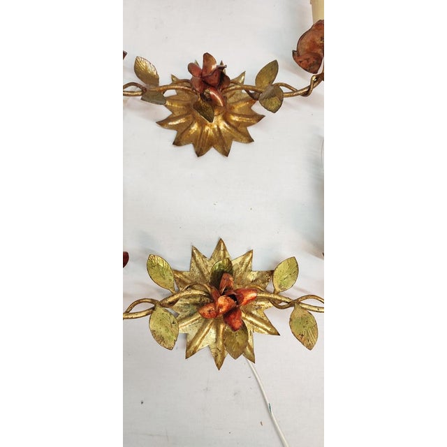 Golden Wrought Iron, Spain, 1940s, Set of 2, in Very Good conditions. Designed 1920 to 1949 Up to 250V (Europe/UK...