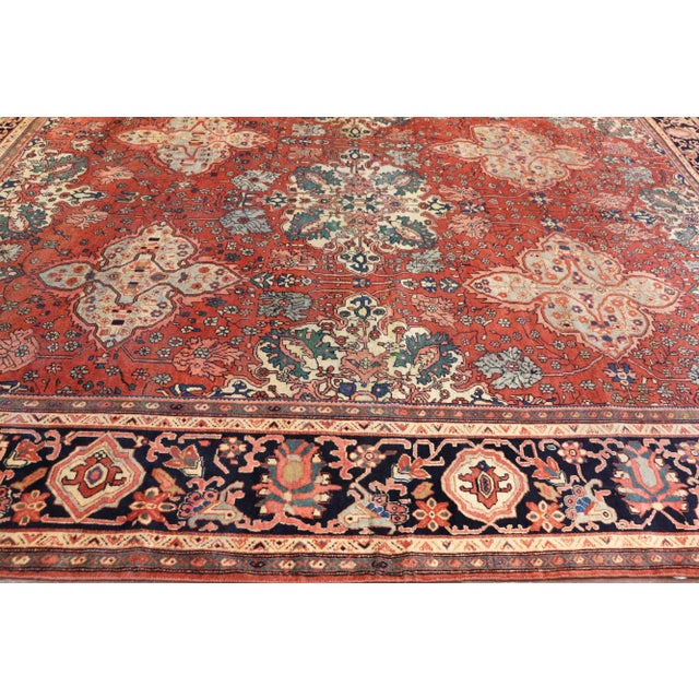 Late 19th Century Antique Persian Feraghan Sarouk Carpet 9'1" X 11'9" For Sale - Image 5 of 12
