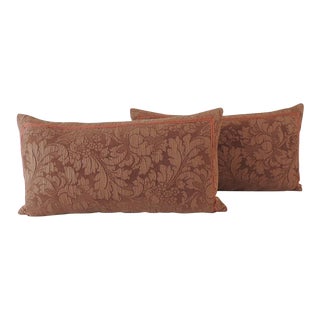 Modern Brown Tone-on-Tone Matelassé Long Bolster Decorative Pillows - A Pair For Sale