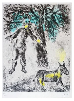 Fin d'Absalom - Original Hand Colored Etching by Marc Chagall - 1958 1958