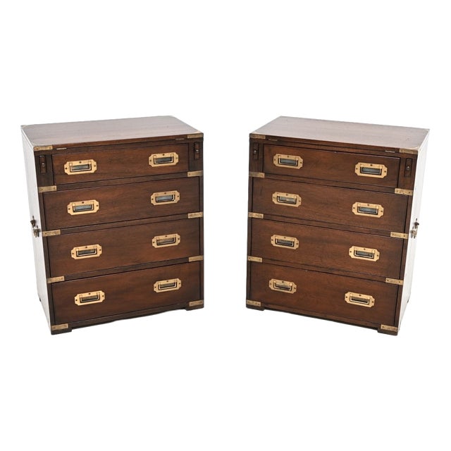 Antique Military Campaign Bachelor Chests of Drawers, 1930s, Set of 2 For Sale