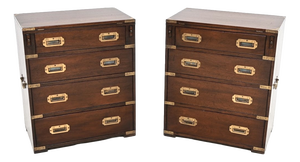 Antique Military Campaign Bachelor Chests of Drawers, 1930s, Set of 2