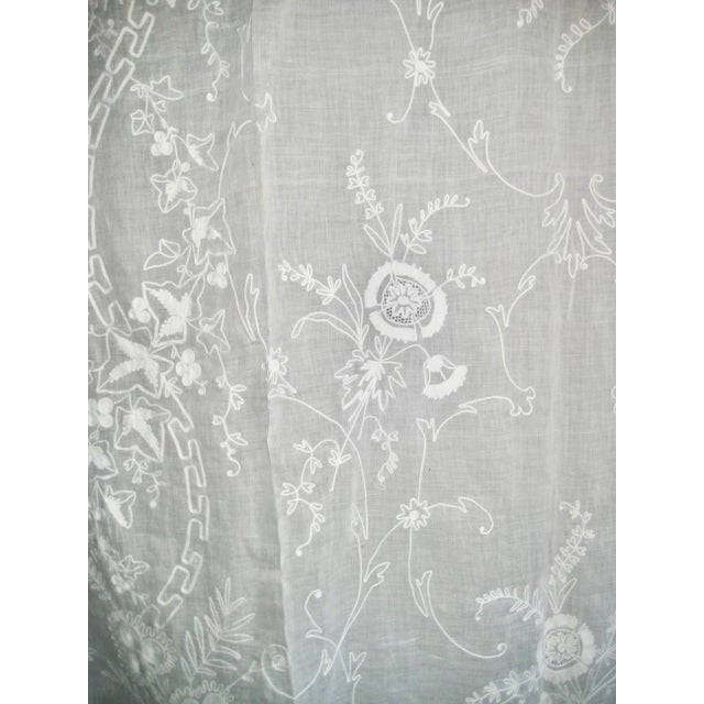 French Embroidered Curtain Sheer Antique Cornely 19 Century For Sale - Image 11 of 14