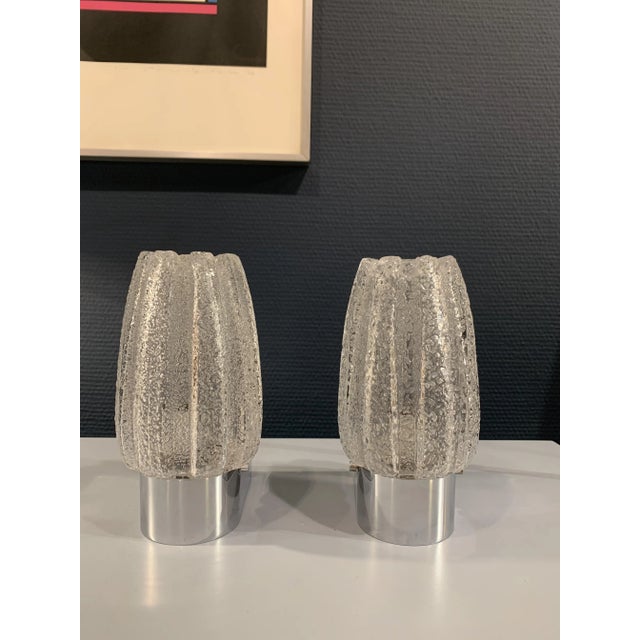 Mid-Century Ice Glass Wall Lights from Limburg, Set of 2 For Sale - Image 4 of 9