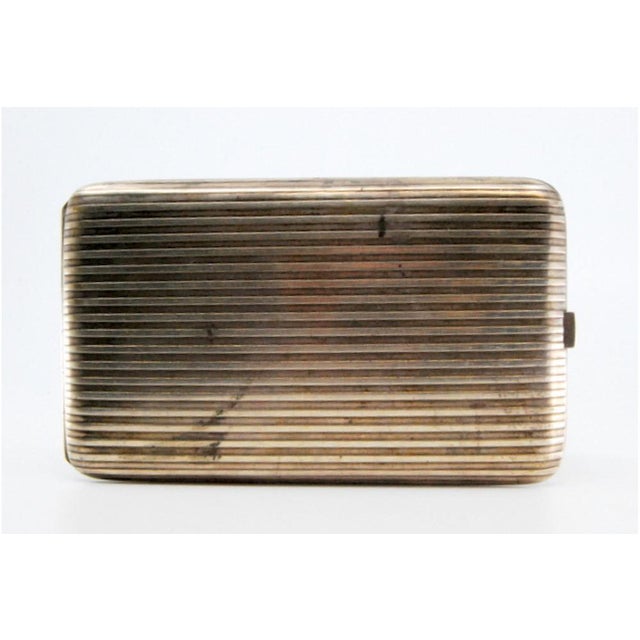 Metal Silver Cigarette Case with Fluted Bands For Sale - Image 7 of 8