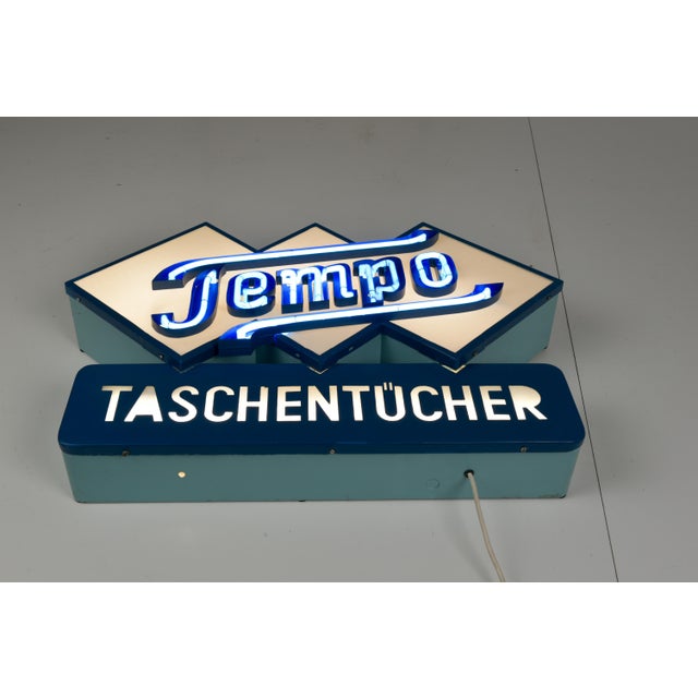German Neon Sign from Tempo Tissues, 1950 For Sale - Image 10 of 18