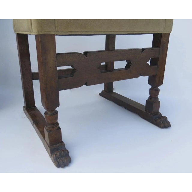 19th Century Italian Walnut Armchairs Carved Feet For Sale - Image 4 of 7