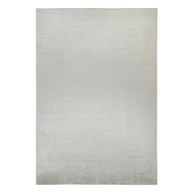 2010s Rug & Kilim’s Plain Modern Rug in Solid Silver-Gray Tone-On-Tone For Sale - Image 9 of 9