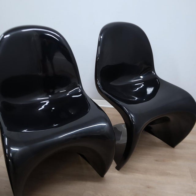 Herman Miller Black Panton Chairs by Verner Panton for Herman Miller / Vitra, 1960s, Set of 6 For Sale - Image 4 of 13