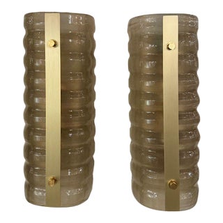 Pair of Modern Barrel Murano Sconces For Sale