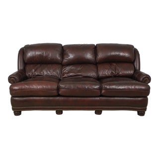 Hancock Moore Brown Leather Sofa For Sale