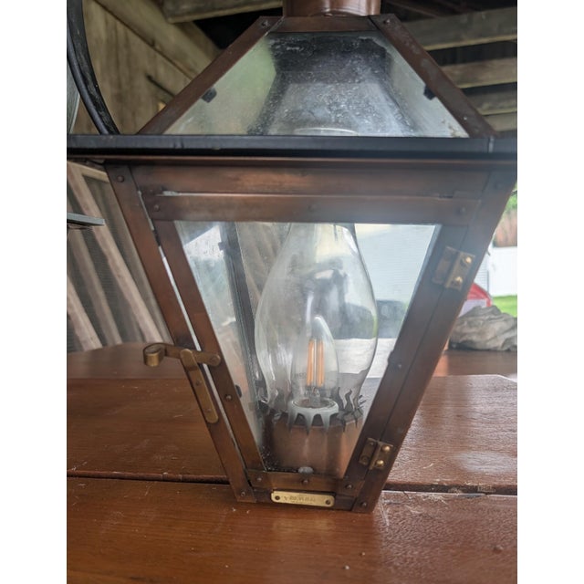 Mid-20th Century Bevolo French Quarter Copper Yoke Pendant Lanterns - A Pair For Sale - Image 16 of 18
