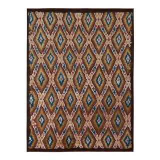 Rug & Kilim Moroccan Style Runner in Beige-Brown Diamond Pattern, 3x12 For Sale