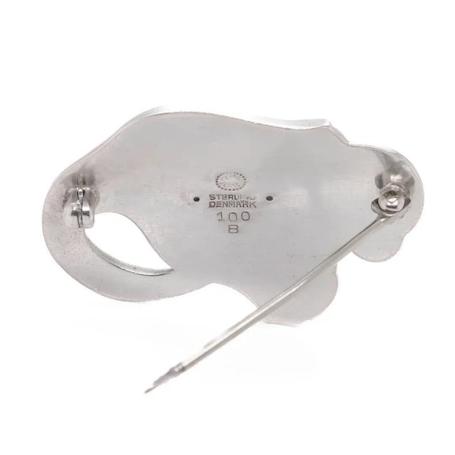 Art Deco Vintage Georg Jensen Sterling Silver Tulip Brooch No. 100b For Sale - Image 3 of 11