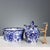 English porcelain jug with basin, Flow Blue decoration and pure gold highlights. This piece is attributed to the mentioned...