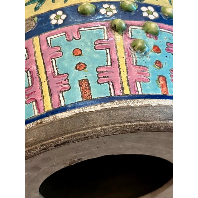 Mid 20th Century Vintage Chinese Famille Rose Chinoiserie Ceramic Garden Stool For Sale - Image 5 of 11