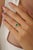14k Gold Contemporary Pear-Shaped Emerald & Diamond Halo Bypass Ring Size 5.5 For Sale - Image 10 of 15