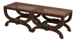 French Louis XIV Double Seat Cane Bench