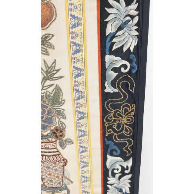 Beige Chinese Silk Embroidered Robe Sleeve Panel For Sale - Image 8 of 10