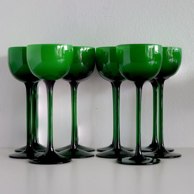 1960s Carlo Moretti Italian Green Cased Glasses- Set of 36 For Sale - Image 10 of 15