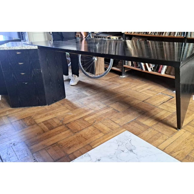 Large Lacquered Wood and Granite Desk, 1980 For Sale - Image 4 of 10