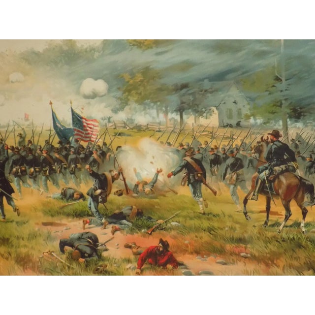 1887 Battle of Antietam Chromolithograph, Custom Framed Civil War Print For Sale - Image 6 of 7