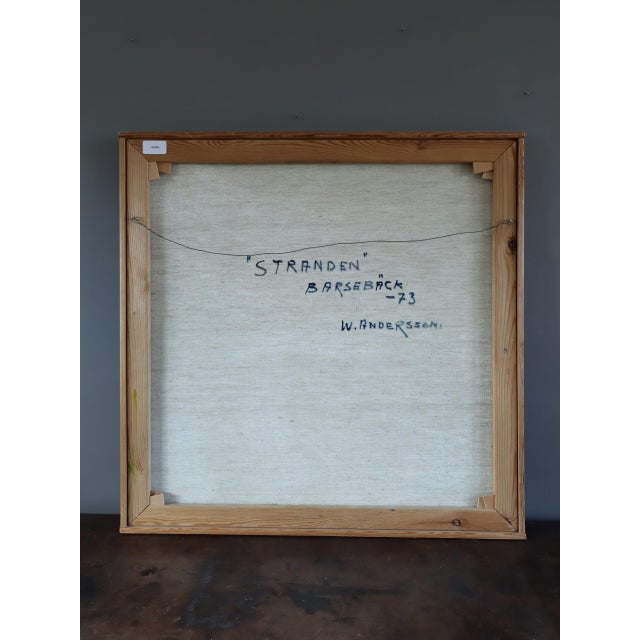 1973 Modernist 'Blue Divide' Vintage Swedish Original Abstract Landscape Oil Painting, Framed For Sale - Image 14 of 14