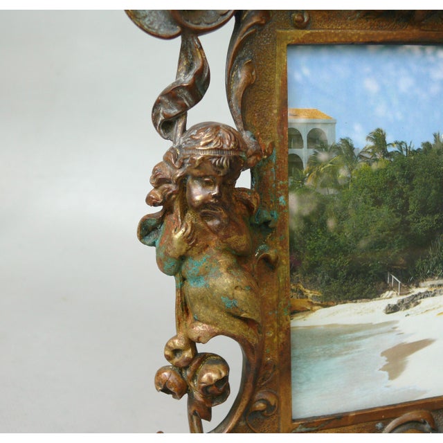Neo-Baroque Picture Frame with Neptune, Putti and Shells, Bronze, Germany, 1890s For Sale - Image 9 of 18