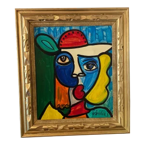 1970s Abstract Peter Keil Original Oil Canvas Framed Painting