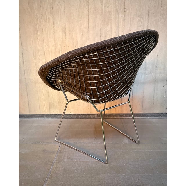 Diamond Chair in Chrome and Brown Upholstery for Knoll International, 1980s For Sale - Image 10 of 16