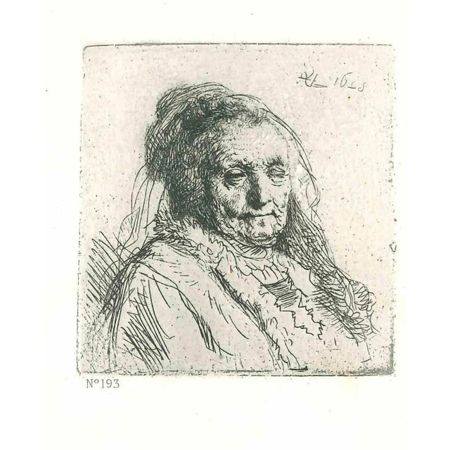After Rembrandt, The Artist's Mother, Etching, 19th Century For Sale