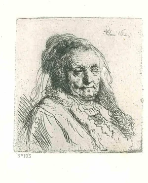 After Rembrandt, The Artist's Mother, Etching, 19th Century