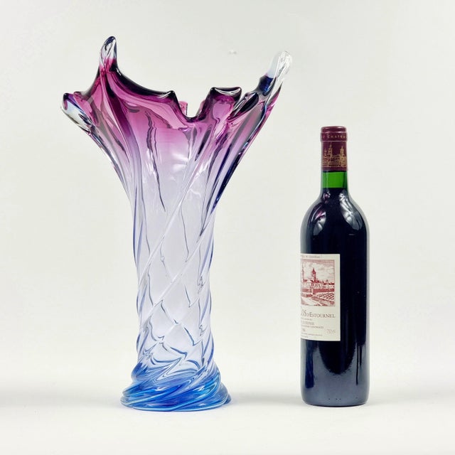 XL Mid-Century Twisted Murano Glass Vase From Fratelli Toso, Italy, 1960s For Sale - Image 6 of 9