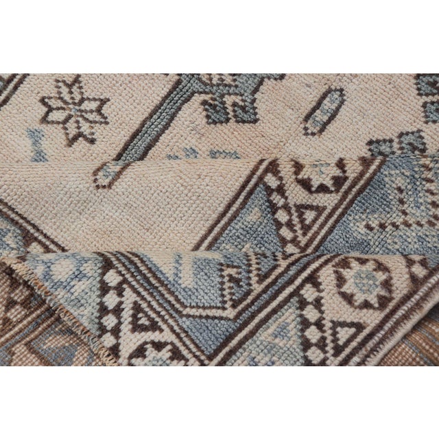 Vintage Turkish Oushak Rug With Warm Earth Tones and Geometric Patterns 4'1 X 6'9 For Sale - Image 9 of 10