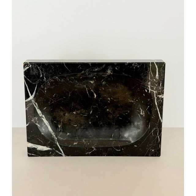 Stone 1970s Monumental Black Marble Stone Rectangular Catchall Tray For Sale - Image 7 of 10