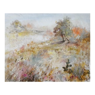 Late 20th Century Impressionist Misty Landscape Painting For Sale
