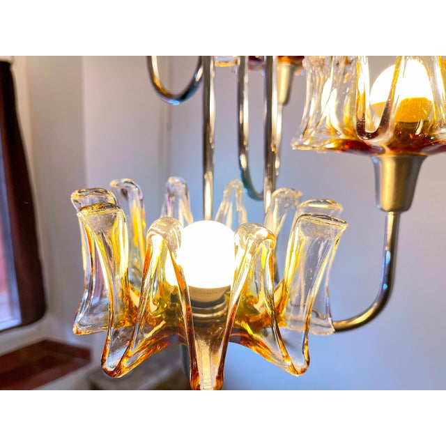 Late 20th Century Chrome Waterfall Pendant Light, Murano Glass, Italy 1980s For Sale - Image 5 of 6